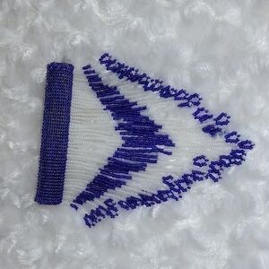 𝅺ELEGANTLY Beaded barrett with fringe blue and white